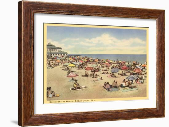 Beach Scene, Ocean Grove, New Jersey-null-Framed Art Print