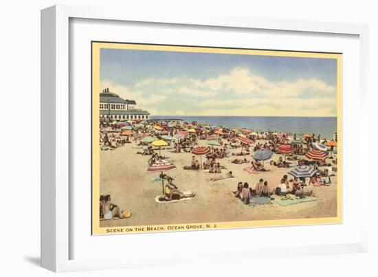 Beach Scene, Ocean Grove, New Jersey-null-Framed Art Print