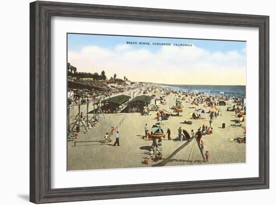 Beach Scene, Oceanside, California-null-Framed Art Print