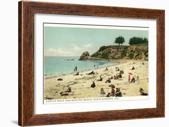 Beach Scene, Santa Barbara, California-null-Framed Art Print