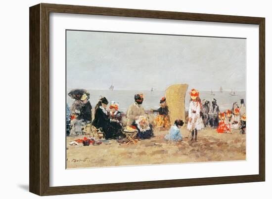 Beach Scene, Trouville, 1881-Eugène Boudin-Framed Giclee Print