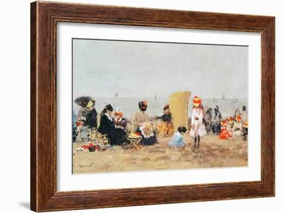 Beach Scene, Trouville, 1881-Eugène Boudin-Framed Giclee Print