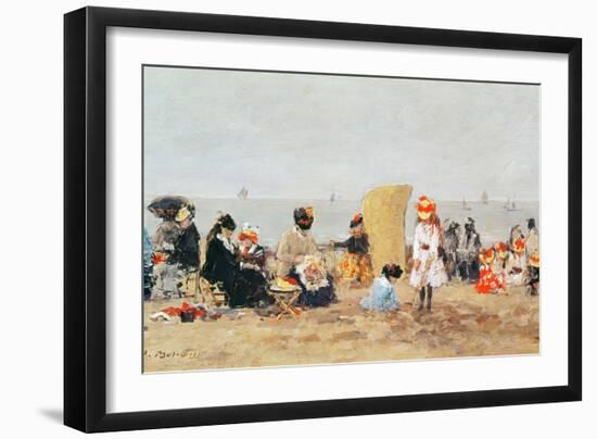 Beach Scene, Trouville, 1881-Eugène Boudin-Framed Giclee Print