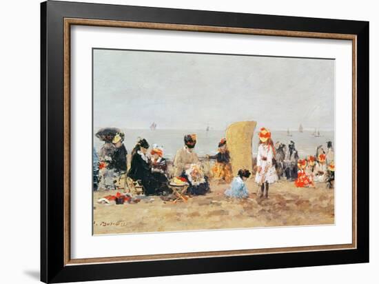 Beach Scene, Trouville, 1881-Eugène Boudin-Framed Giclee Print