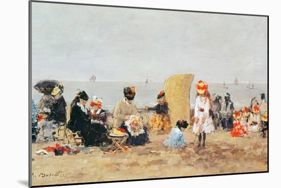 Beach Scene, Trouville, 1881-Eugène Boudin-Mounted Giclee Print
