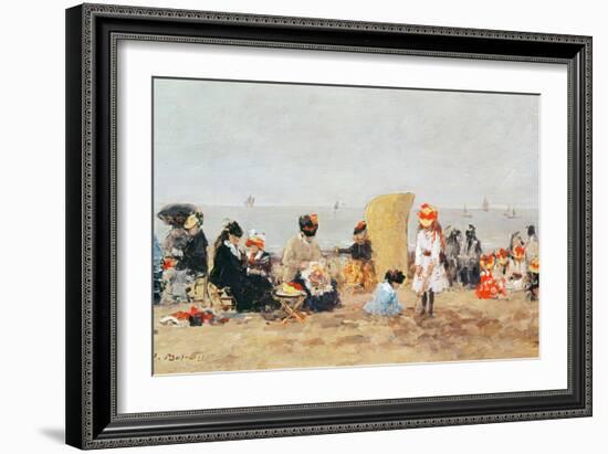 Beach Scene, Trouville, 1881-Eugène Boudin-Framed Giclee Print