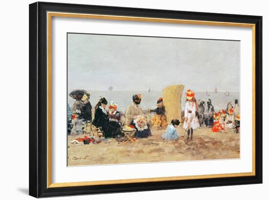 Beach Scene, Trouville, 1881-Eugène Boudin-Framed Giclee Print