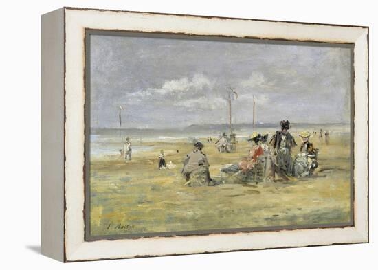 Beach Scene, Trouville-Eugène Boudin-Framed Premier Image Canvas
