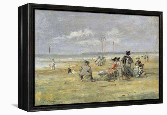 Beach Scene, Trouville-Eugène Boudin-Framed Premier Image Canvas