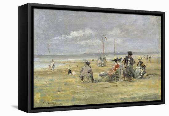 Beach Scene, Trouville-Eugène Boudin-Framed Premier Image Canvas