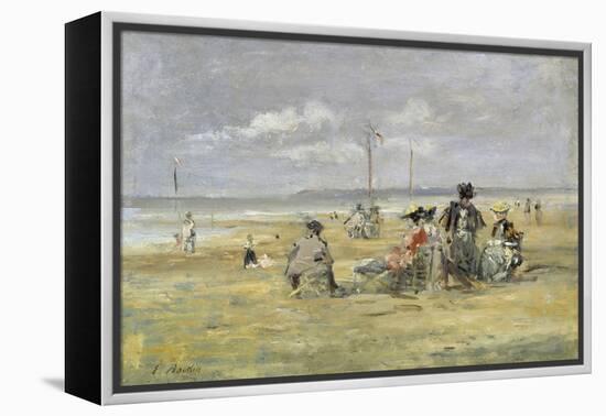 Beach Scene, Trouville-Eugène Boudin-Framed Premier Image Canvas