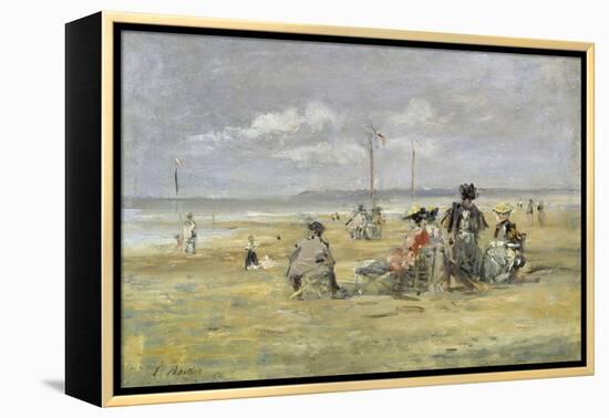 Beach Scene, Trouville-Eugène Boudin-Framed Premier Image Canvas