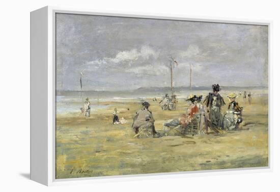 Beach Scene, Trouville-Eugène Boudin-Framed Premier Image Canvas