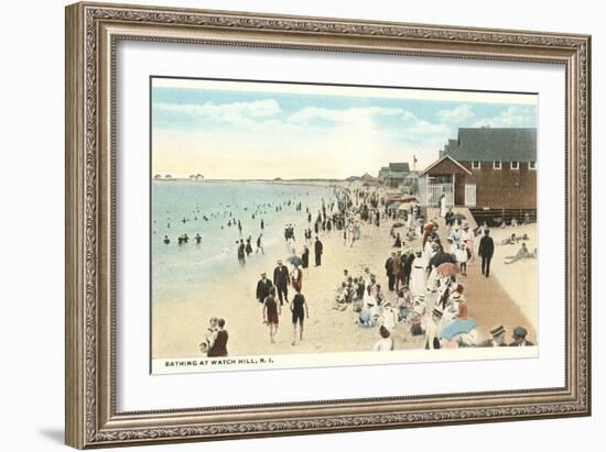 Beach Scene, Watch Hill, Rhode Island-null-Framed Art Print