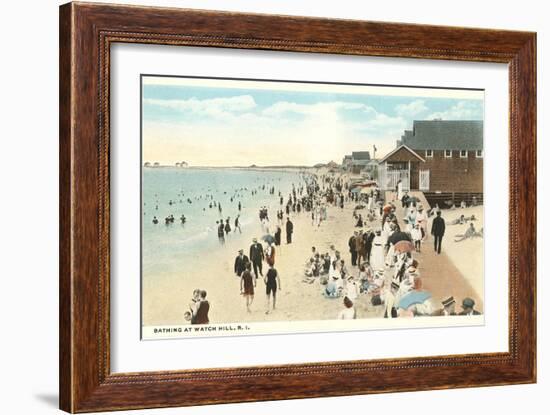 Beach Scene, Watch Hill, Rhode Island-null-Framed Art Print