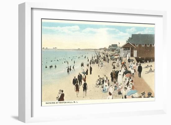 Beach Scene, Watch Hill, Rhode Island-null-Framed Art Print