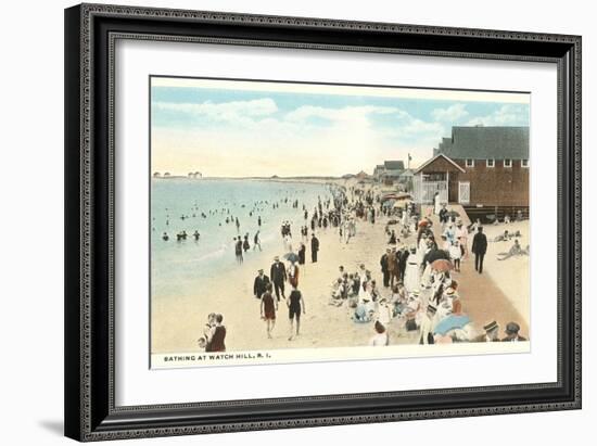 Beach Scene, Watch Hill, Rhode Island-null-Framed Art Print