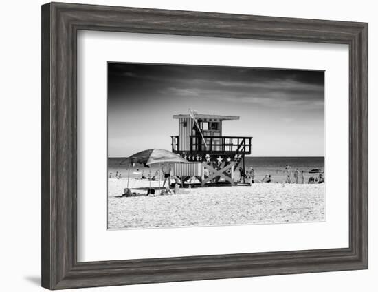 Beach Scene with a Life Guard Station - Miami Beach - Florida-Philippe Hugonnard-Framed Photographic Print