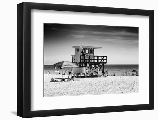 Beach Scene with a Life Guard Station - Miami Beach - Florida-Philippe Hugonnard-Framed Photographic Print