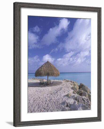 Beach Scene with Chairs and Thatch Awning-Bill Bachmann-Framed Photographic Print