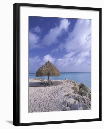 Beach Scene with Chairs and Thatch Awning-Bill Bachmann-Framed Photographic Print