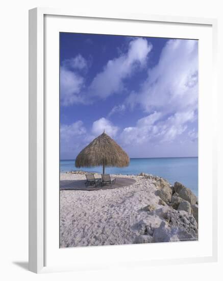 Beach Scene with Chairs and Thatch Awning-Bill Bachmann-Framed Photographic Print