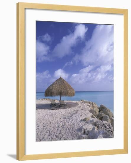 Beach Scene with Chairs and Thatch Awning-Bill Bachmann-Framed Photographic Print