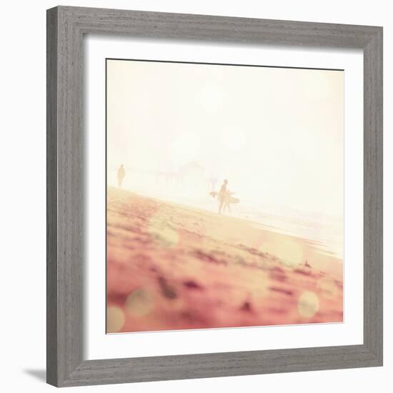 Beach Scene with Surfer in USA-Myan Soffia-Framed Photographic Print