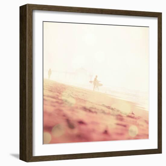 Beach Scene with Surfer in USA-Myan Soffia-Framed Photographic Print