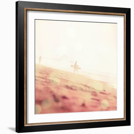 Beach Scene with Surfer in USA-Myan Soffia-Framed Photographic Print