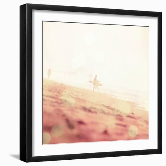 Beach Scene with Surfer in USA-Myan Soffia-Framed Photographic Print