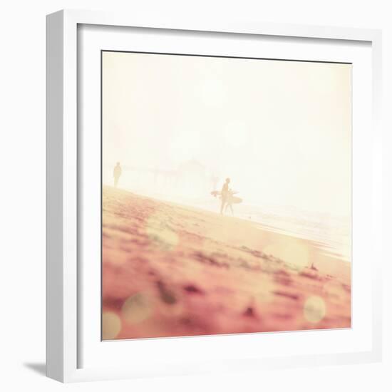 Beach Scene with Surfer in USA-Myan Soffia-Framed Photographic Print