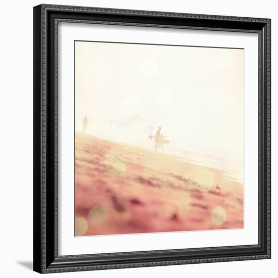 Beach Scene with Surfer in USA-Myan Soffia-Framed Photographic Print