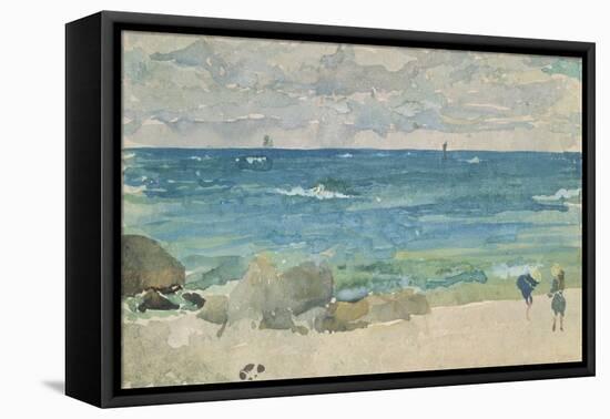 Beach Scene with Two Figures, 1885-90 (W/C on Paper)-James Abbott McNeill Whistler-Framed Premier Image Canvas