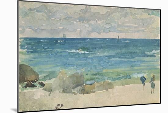 Beach Scene with Two Figures, 1885-90 (W/C on Paper)-James Abbott McNeill Whistler-Mounted Giclee Print