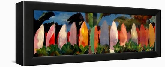 Beach Scene with Wall of Surf Boards, Hawaii II-Markus Bleichner-Framed Stretched Canvas