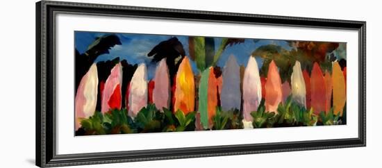 Beach Scene with Wall of Surf Boards, Hawaii II-Markus Bleichner-Framed Art Print