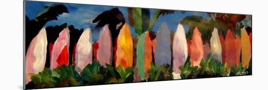 Beach Scene with Wall of Surf Boards, Hawaii II-Markus Bleichner-Mounted Art Print