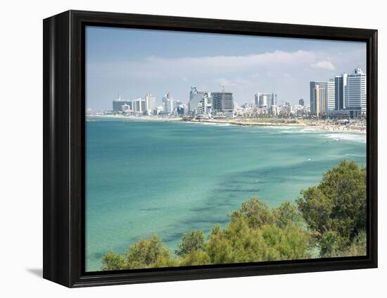 Beach, Skyline and Mediterranean Sea Viewed from Old Jaffa, Tel Aviv, Israel, Middle East-Merrill Images-Framed Premier Image Canvas