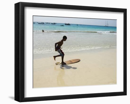 Beach Surfing at Santa Maria on the Island of Sal (Salt), Cape Verde Islands, Africa-R H Productions-Framed Photographic Print