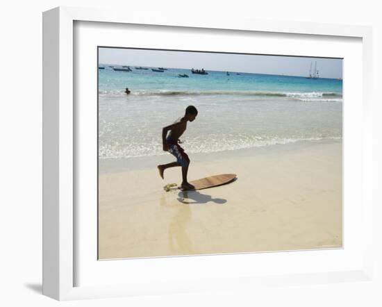 Beach Surfing at Santa Maria on the Island of Sal (Salt), Cape Verde Islands, Africa-R H Productions-Framed Photographic Print