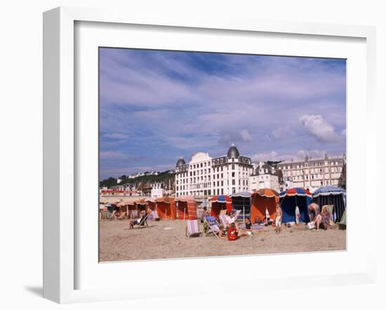 Beach Tents on the Beach, Trouville, Basse Normandie (Normandy), France-Guy Thouvenin-Framed Photographic Print