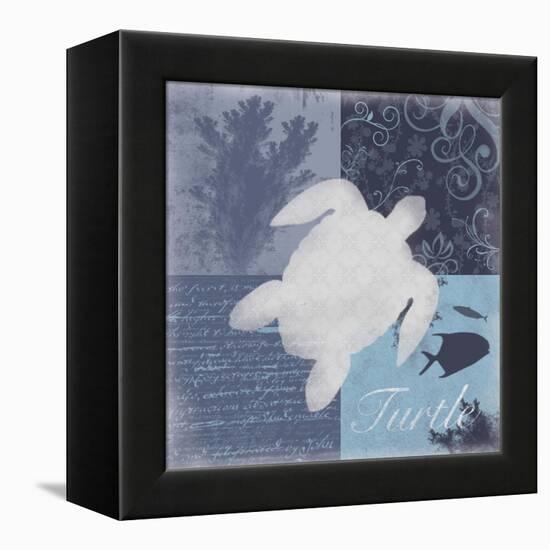 Beach Turtle-Lauren Gibbons-Framed Stretched Canvas