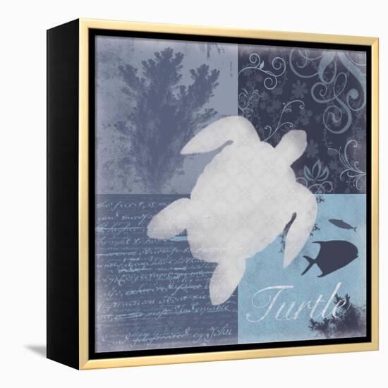 Beach Turtle-Lauren Gibbons-Framed Stretched Canvas