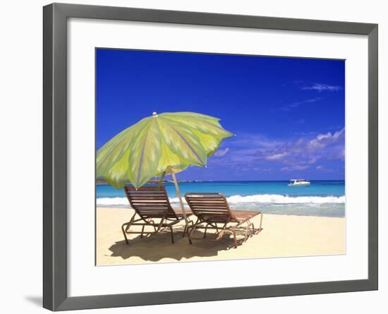 Beach Umbrella, Abaco, Bamahas-Michael DeFreitas-Framed Photographic Print