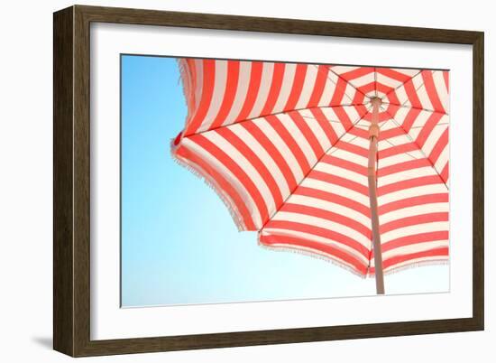 Beach Umbrella and Sky-Summer Photography-Framed Art Print