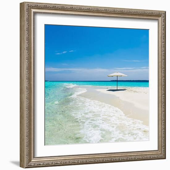 Beach Umbrella in the Maldives-John Harper-Framed Photographic Print
