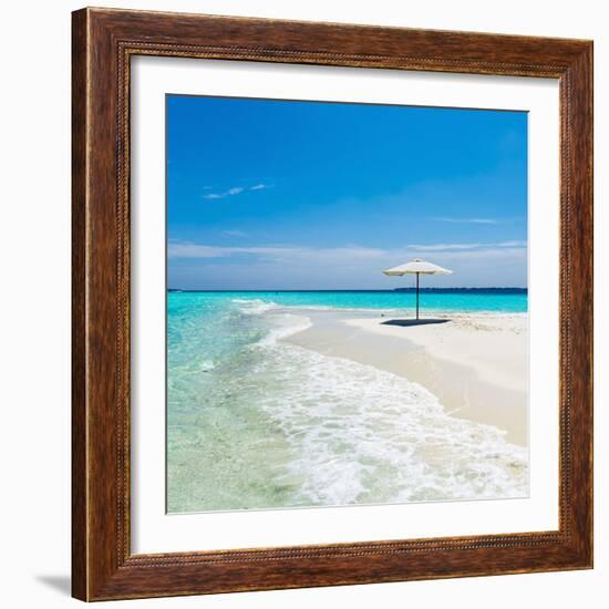 Beach Umbrella in the Maldives-John Harper-Framed Photographic Print