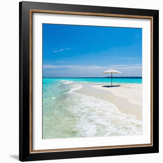 Beach Umbrella in the Maldives-John Harper-Framed Photographic Print