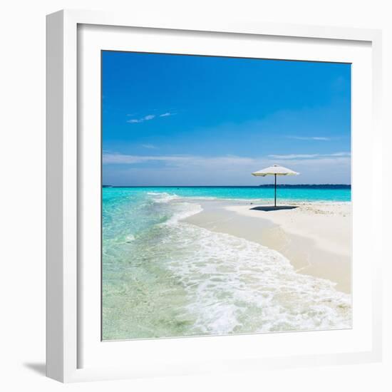 Beach Umbrella in the Maldives-John Harper-Framed Photographic Print